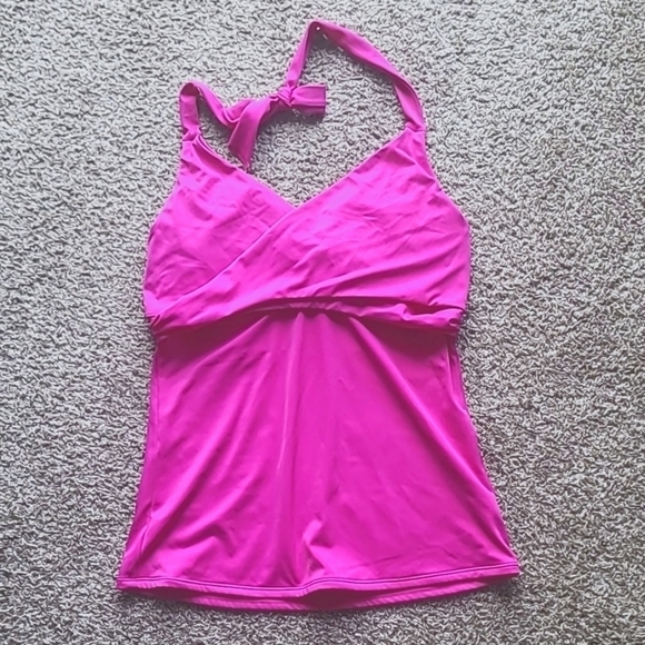 Athleta pink halter criss cross front tankini top size 34D/DDT - Picture 1 of 10
